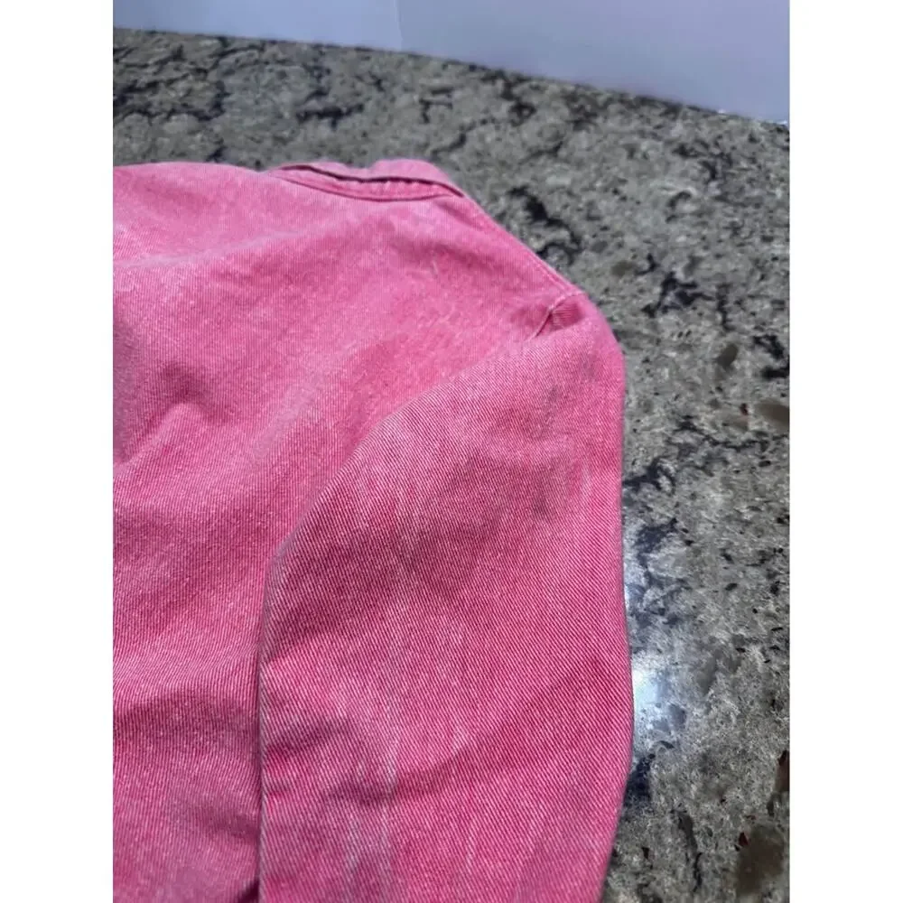 Vintage OshKosh B’Gosh Pink Denim Jacket Girls Made in USA Heart Print 4T